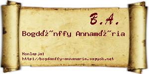 Bogdánffy Annamária névjegykártya